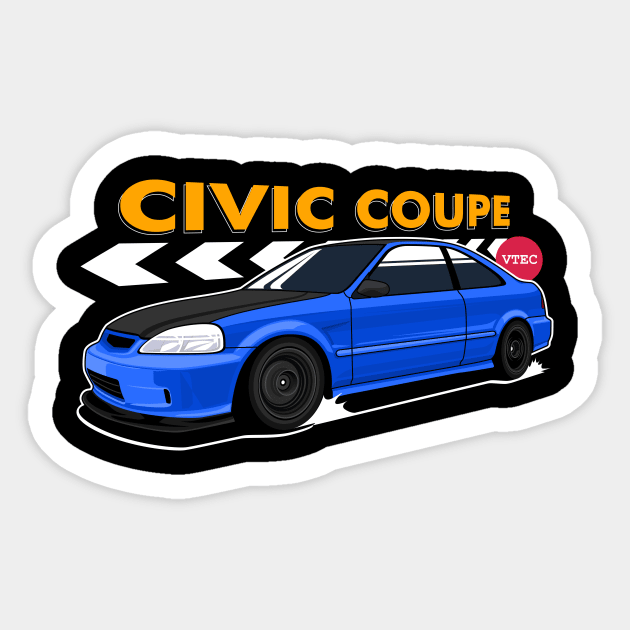 Civic Coupe JDM Cars Sticker by masjestudio